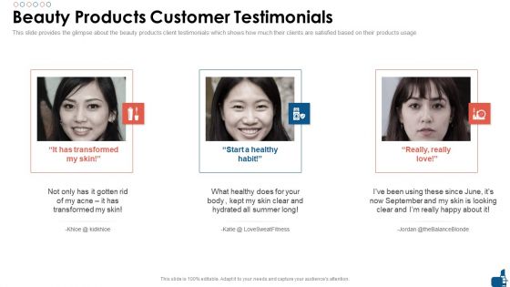 Beauty And Personal Care Fundraising Pitch Deck Beauty Products Customer Testimonials Guidelines PDF