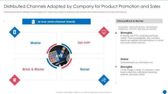 Beauty Care Firm Distributed Channels Adopted By Company For Product Promotion Structure PDF