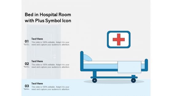 Bed In Hospital Room With Plus Symbol Icon Ppt PowerPoint Presentation Layouts Themes PDF