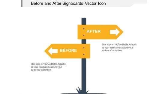 Before And After Signboards Vector Icon Ppt PowerPoint Presentation Inspiration Visuals PDF