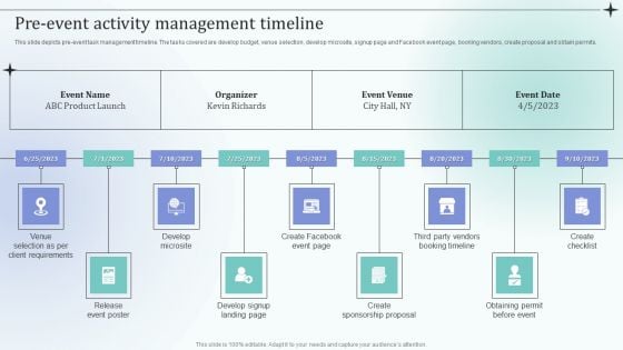 Before Event Tasks Pre Event Activity Management Timeline Structure PDF