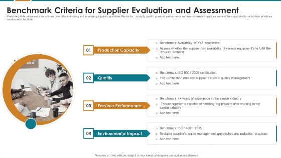 Benchmark Criteria For Supplier Evaluation And Assessment Brochure PDF
