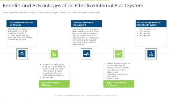 Benefits And Advantages Of An Effective Internal Audit System Summary PDF