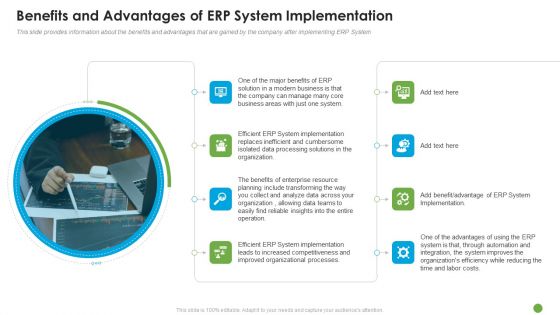 Benefits And Advantages Of ERP System Implementation Ppt Layouts Templates PDF