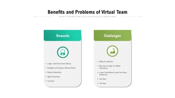 Benefits And Problems Of Virtual Team Ppt PowerPoint Presentation Gallery Graphic Tips PDF