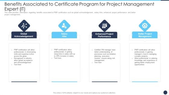 Benefits Associated To Certificate Program For Project Management Expert IT Guidelines PDF