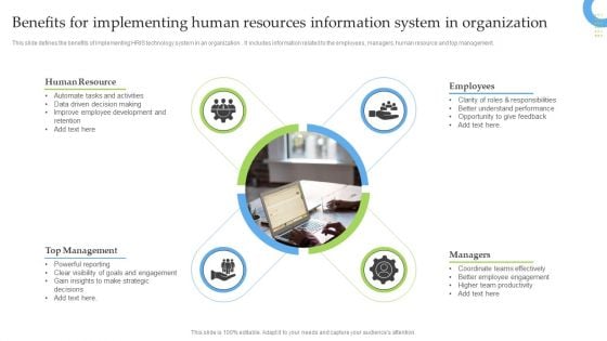 Benefits For Implementing Human Resources Information System In Organization Diagrams PDF