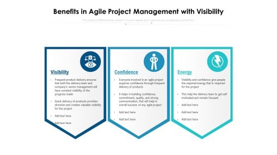 Benefits In Agile Project Management With Visibility Ppt PowerPoint Presentation Gallery Microsoft PDF