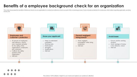 Benefits Of A Employee Background Check For An Organization Brochure PDF