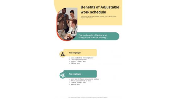Benefits Of Adjustable Work Schedule One Pager Sample Example Document Benefits Of Adjustable Work Schedule One Pager Sample Example Document