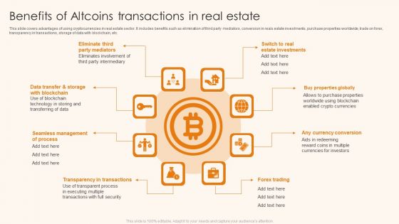 Benefits Of Altcoins Transactions In Real Estate Ppt Professional Example PDF