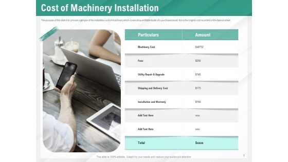 Benefits Of Business Process Automation Cost Of Machinery Installation Ppt Infographic Template Portfolio PDF