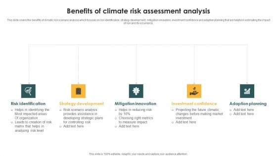 Benefits Of Climate Risk Assessment Analysis Ppt PowerPoint Presentation File Slide Portrait PDF
