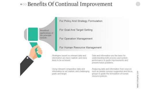 Benefits Of Continual Improvement Ppt PowerPoint Presentation Examples