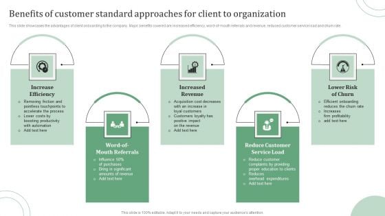 Benefits Of Customer Standard Approaches For Client To Organization Brochure PDF Benefits Of Customer Standard Approaches For Client To Organization Brochure PDF