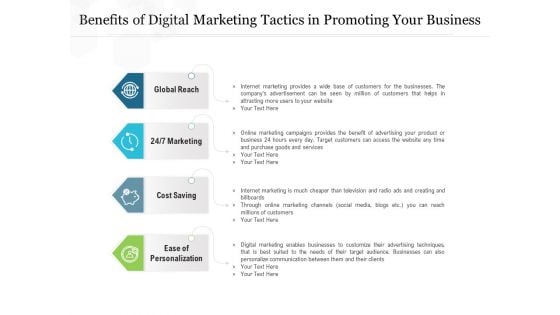 Benefits Of Digital Marketing Tactics In Promoting Your Business Ppt PowerPoint Presentation Gallery Information PDF