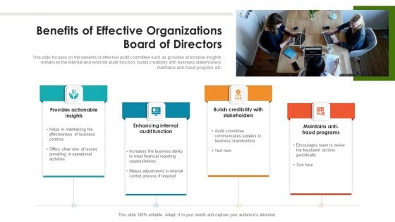 Benefits Of Effective Organizations Board Of Directors Ppt PowerPoint Presentation Gallery Graphics Pictures PDF