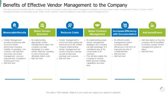 Benefits Of Effective Vendor Management To The Company Inspiration PDF