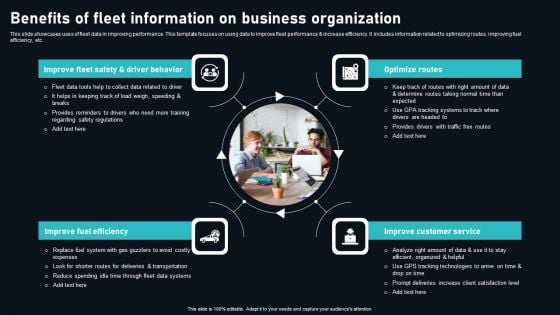 Benefits Of Fleet Information On Business Organization Mockup PDF