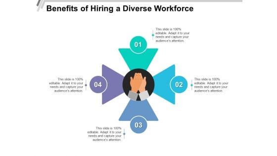 Benefits Of Hiring A Diverse Workforce Ppt PowerPoint Presentation Infographic Template Graphic Tips PDF