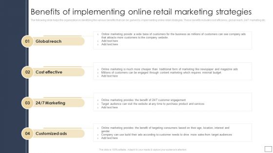 Benefits Of Implementing Online Retail Marketing Strategies Inspiration PDF