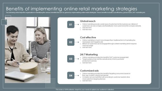 Benefits Of Implementing Online Retail Marketing Strategies Retail Business Growth Marketing Techniques Slides PDF