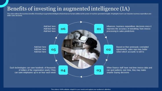 Benefits Of Investing In Augmented Intelligence IA Ppt PowerPoint Presentation File Backgrounds PDF