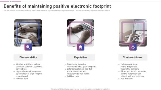 Benefits Of Maintaining Positive Electronic Footprint Slides PDF