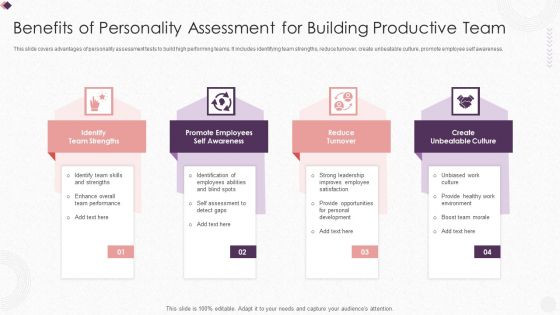 Benefits Of Personality Assessment For Building Productive Team Sample PDF