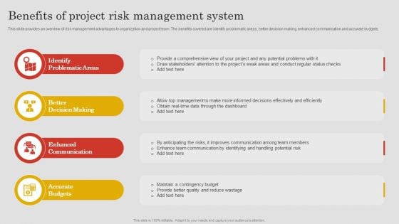 Benefits Of Project Risk Management System Ppt PowerPoint Presentation File Layouts PDF