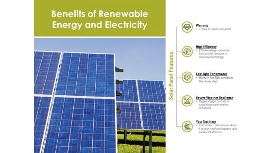 Benefits Of Renewable Energy And Electricity Ppt PowerPoint Presentation Portfolio Backgrounds PDF