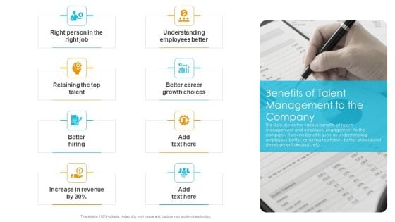 Benefits Of Talent Management To The Company Summary PDF