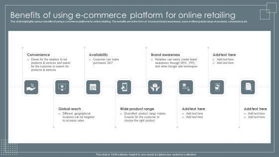 Benefits Of Using E Commerce Platform For Online Retailing Retail Business Growth Marketing Techniques Portrait PDF