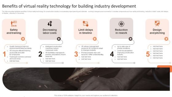 Benefits Of Virtual Reality Technology For Building Industry Development Ppt Inspiration Examples PDF