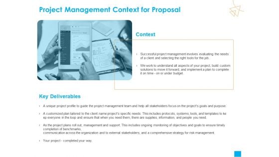 Benefits Realization Management Project Management Context For Proposal Icons PDF