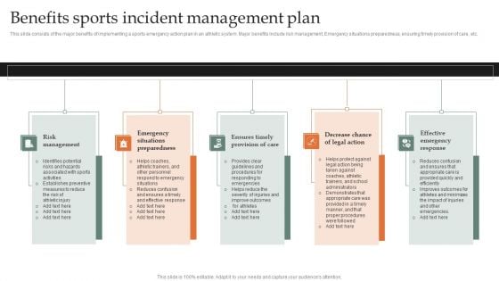 Benefits Sports Incident Management Plan Portrait PDF