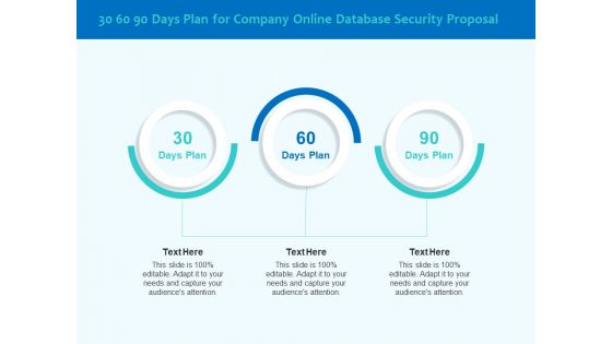 Best Data Security Software 30 60 90 Days Plan For Company Online Database Security Proposal Sample PDF