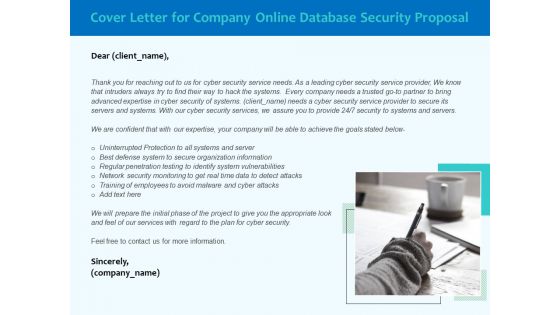 Best Data Security Software Cover Letter For Company Online Database Security Proposal Designs PDF Best Data Security Software Cover Letter For Company Online Database Security Proposal Designs PDF