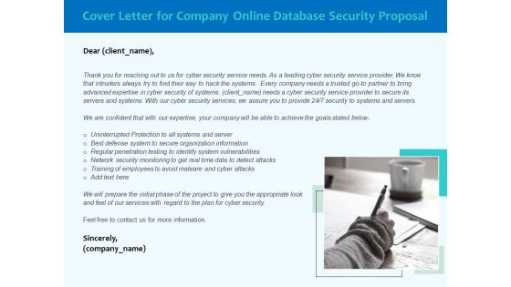 Best Data Security Software Cover Letter For Company Online Database Security Proposal Designs PDF