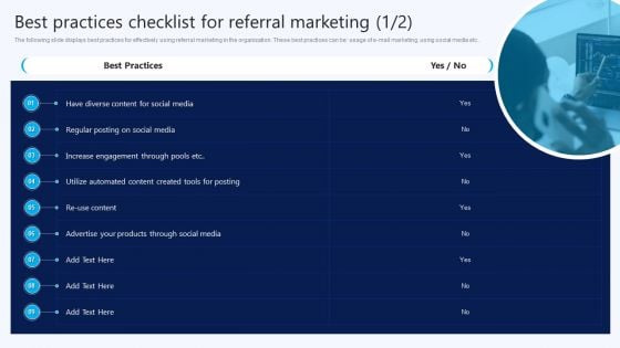 Best Practices Checklist For Referral Marketing B2B Electronic Commerce Startup Topics PDF