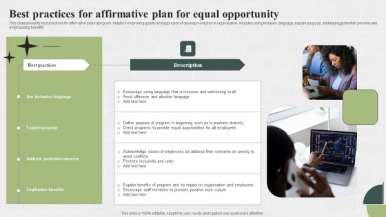 Best Practices For Affirmative Plan For Equal Opportunity Diagrams PDF