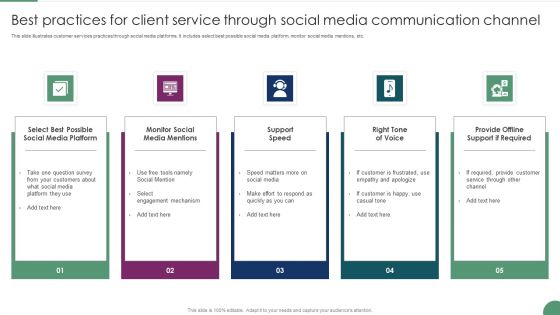 Best Practices For Client Service Through Social Media Communication Channel Inspiration PDF