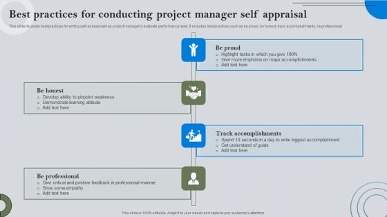 Best Practices For Conducting Project Manager Self Appraisal Formats PDF Best Practices For Conducting Project Manager Self Appraisal Formats PDF