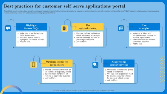 Best Practices For Customer Self Serve Applications Portal Infographics PDF Best Practices For Customer Self Serve Applications Portal Infographics PDF