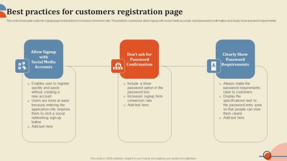 Best Practices For Customers Registration Page Ppt PowerPoint Presentation File Infographics PDF