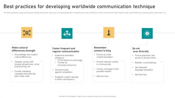 Best Practices For Developing Worldwide Communication Technique Brochure PDF