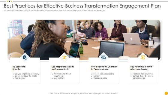 Best Practices For Effective Business Transformation Engagement Plan Ppt Show Designs Download PDF Best Practices For Effective Business Transformation Engagement Plan Ppt Show Designs Download PDF