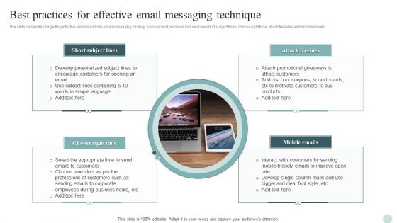 Best Practices For Effective Email Messaging Technique Ppt PowerPoint Presentation Ideas Portfolio PDF