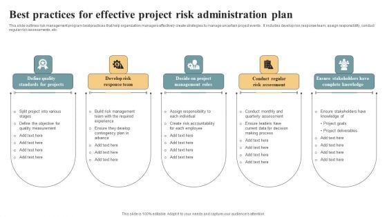 Best Practices For Effective Project Risk Administration Plan Brochure PDF Best Practices For Effective Project Risk Administration Plan Brochure PDF