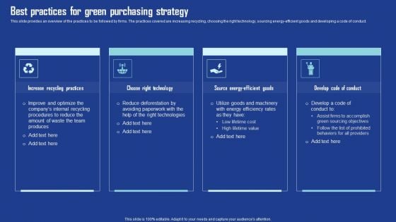 Best Practices For Green Purchasing Strategy Graphics PDF